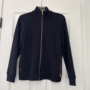 Lauren Ralph Lauren Navy Zip Up Sweater Women's  Medium Gold Accents